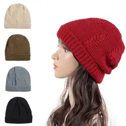 Для женщин Дамы Ромб Трикотажные вязаный крючком Bobble Hat плюс бархат Теплая Лыжная шапочка Кепки HATLN0007