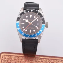 41 мм Corgeut синий и черный GMT мужские часы сапфировые автоматические механические часы