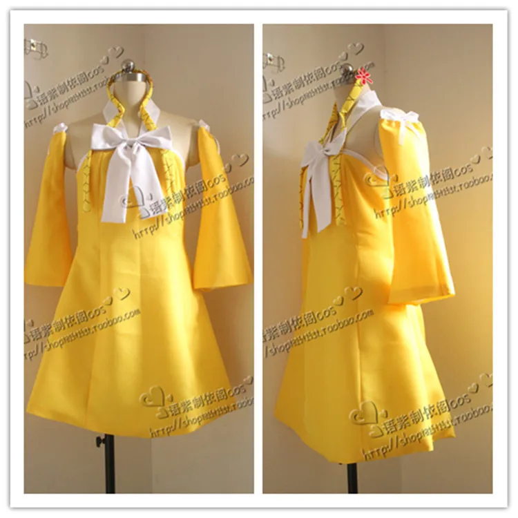 Anime Fairy Tail Cosplay Costume Levy Mcgarden Yellow Dress