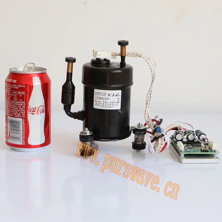 

PURSWAVE LT35DC DCTiny Compressor 24V MAX 550W capacity R134a for portable refrigerator mini air conditioner Compressor