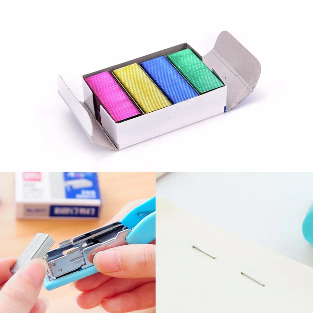 

1Pack 10mm Creative Colorful Stainless Steel Staples Office Binding Supplies