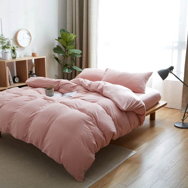 Soft Jersey Knit Bedding Set 4pcs 100 Cotton Knitted Bed Sheets Soft Jersey Knit Bedding Set 4pcs 100 Cotton Knitted Bed Sheets Solid Color Pink Duvet Quilt Covers Sets For S Ed Sheet