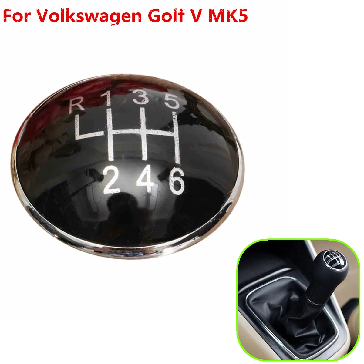 

5 Speed 6 Speed Black Gear Knob Emblem Badge Cap Fit For Volkswagen Golf V MK5 2003-2009