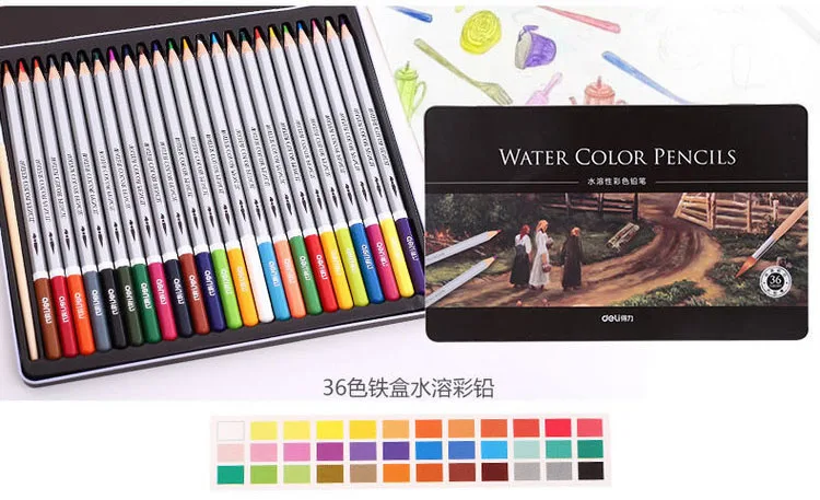 Высококачественная Водорастворимая свинцовая 24 цвета 36 цветов 48 цветов 72 цвета железная коробка карандаш картина-раскраска Рисование художественные принадлежности