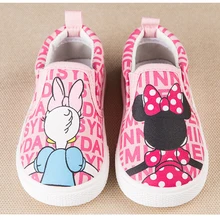 2016 New Super Cute Minnie Cartoon Print Design Princess Girls Shoes Pink Slip On Children Canvas Shoes Toddlers Kids Sneakers