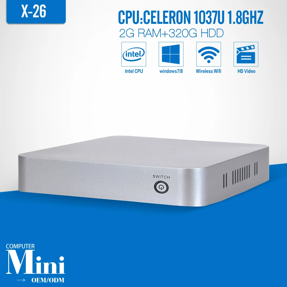  1 personal desktop mini computer, C1037U X-26 2G RAM 320G HDD WIFI office computer mini pc windows pc power supply   