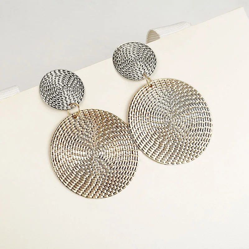 

2018 Pattern Earrings for Women Vintage round Big Earrings Punk Hip Hop geometric Statement ear Jewelry wholesale