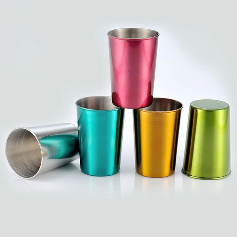 100pcs Colored stainless steel 150 ML/ 400ML Cups , Logo can be free