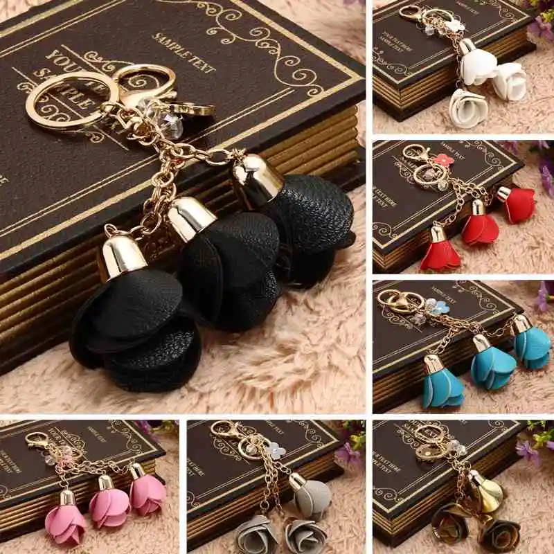 1pc Rose Flower Hanging Key Chains Zinc Alloy Keychains Ring For Bags Phone Decoration New Jewelry Gift 18cm | Украшения и