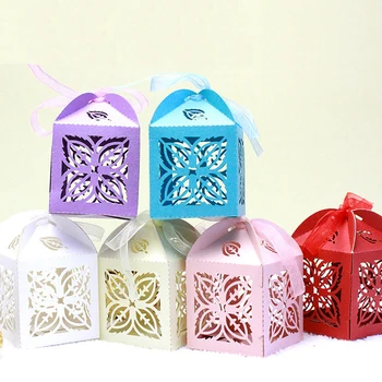 

100pcs Beautiful flowers wedding favor box laser cut candy box party supplies baby shower and gifts wedding party decoration