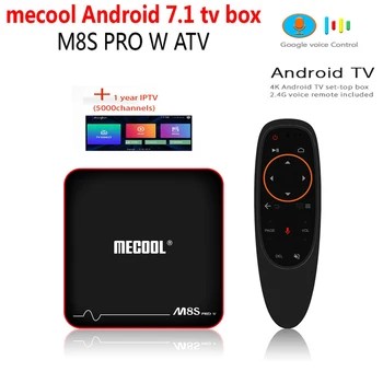 

mecool Android 7.1 tv box Amlogic S905 Quad Core 2G 16G 2.4G/5G Wifi HD 4K H.265 media player M8S PRO W+1 year iptv subscription