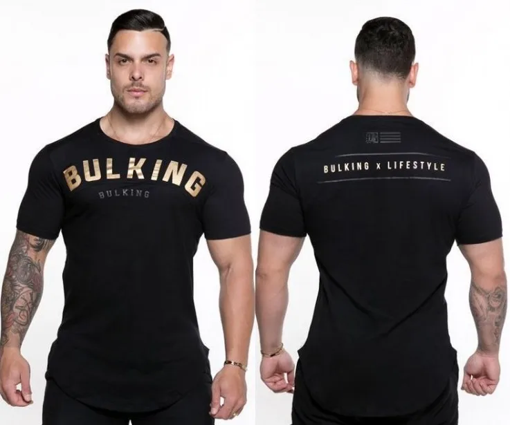 Yomeke бодибилдинг и Фитнес Мужская футболка с коротким рукавом спортивная рубашка мужские обтягивающие колготки фитнес-футболки - Цвет: pure black