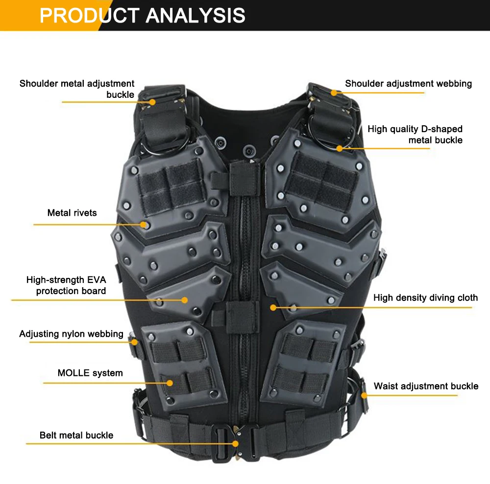 SzBlaze Adjustable EVA Tactical Vest Multi-function Airsoft Protectors Vest Paintball body armor CS Military Combat Training