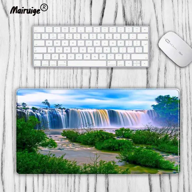 Best Offers Mairuige color waterfall landscape high quality print PC large size mouse pad PC gaming keyboard rubber precision seam mat
