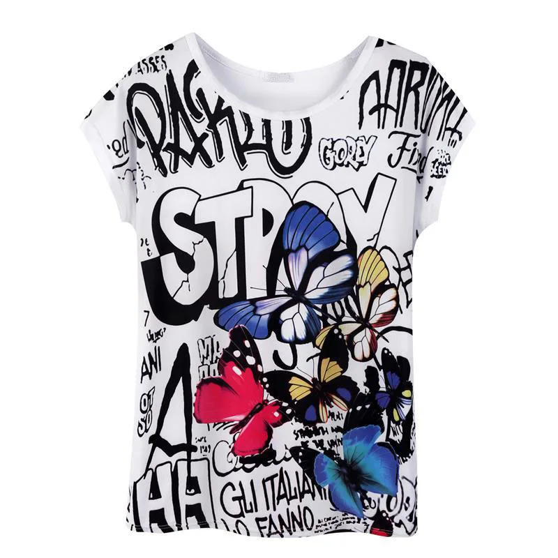 

Summer T-Shirt Women White O-Neck Short Sleeve Tees Brand Casual T Shirt ladies Printed Letter Personality Women Tops Tee Shirt