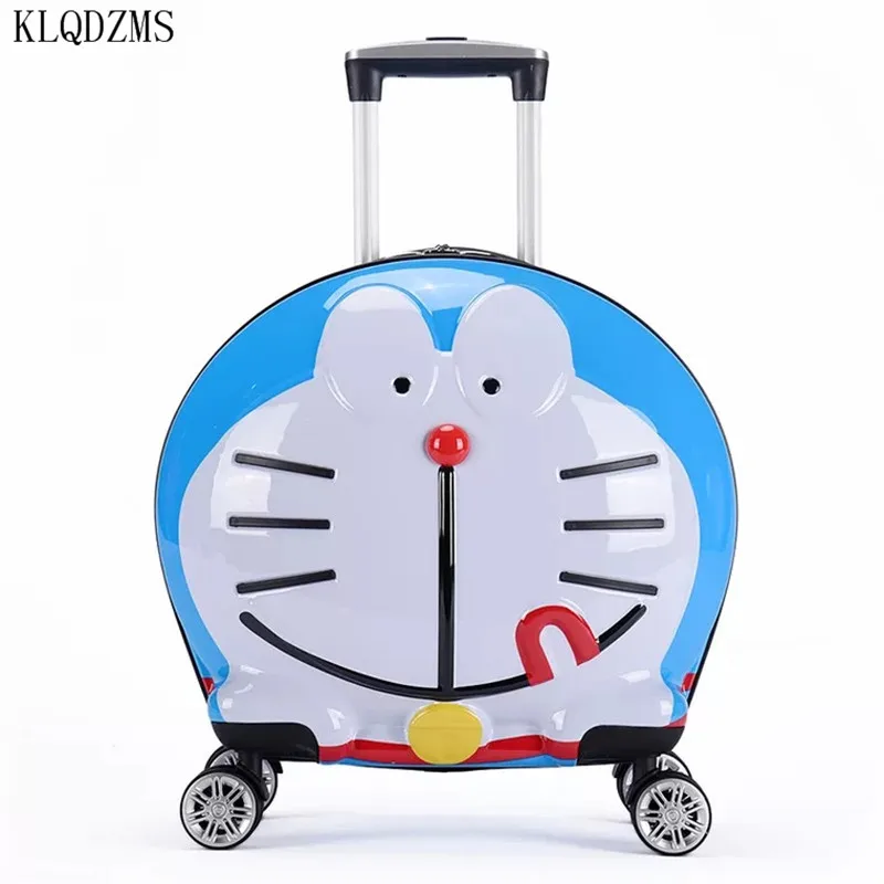 KLQDZMS мультфильм Doraemon Дорожный чемодан на колесиках для детей прокатный багаж Дорожная сумка на колесах