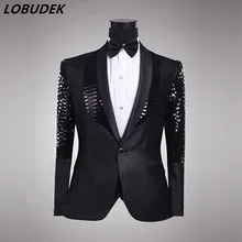 Мужское умное повседневное пальто костюм куртки черные блестки тонкие блейзеры выпускные костюмы для хора мужские свадебные жениха студийное представление пальто