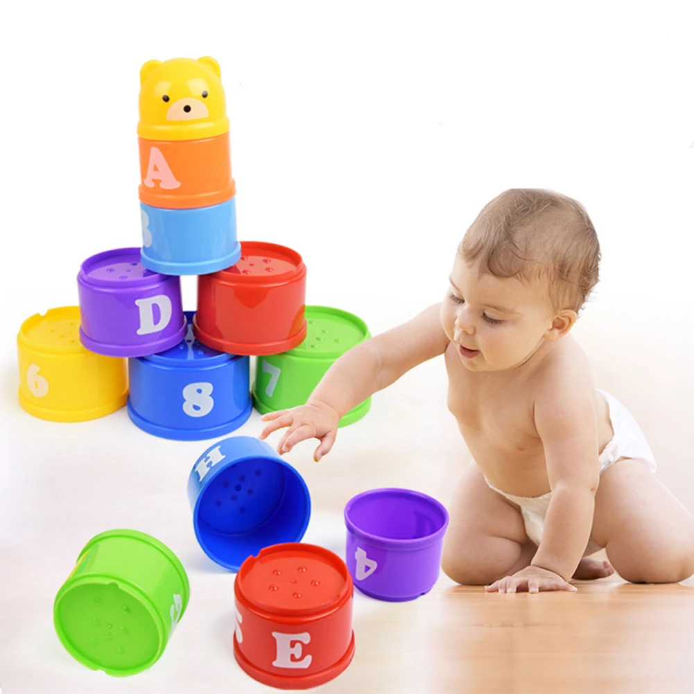 

Intelligence Stacking up Rainbow Cups Tower Fun Learning Educational Letters Game Learn Letters and Figures For Baby Toys Gifs