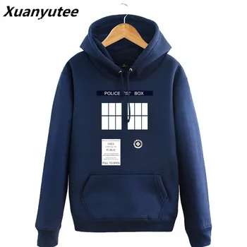 

Doctor Who Hoodies Mens Tardis Call Box Pullover Sweatshirts Printed Womens Hooded tracksuit Winter Fleece Blue Big Size Jackets