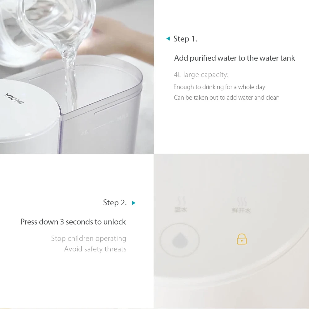 Xiaomi VIOMI APP control 4L умный мгновенный диспенсер для горячей воды качество воды Indes детское молоко партнер нагреватель бутылка для воды