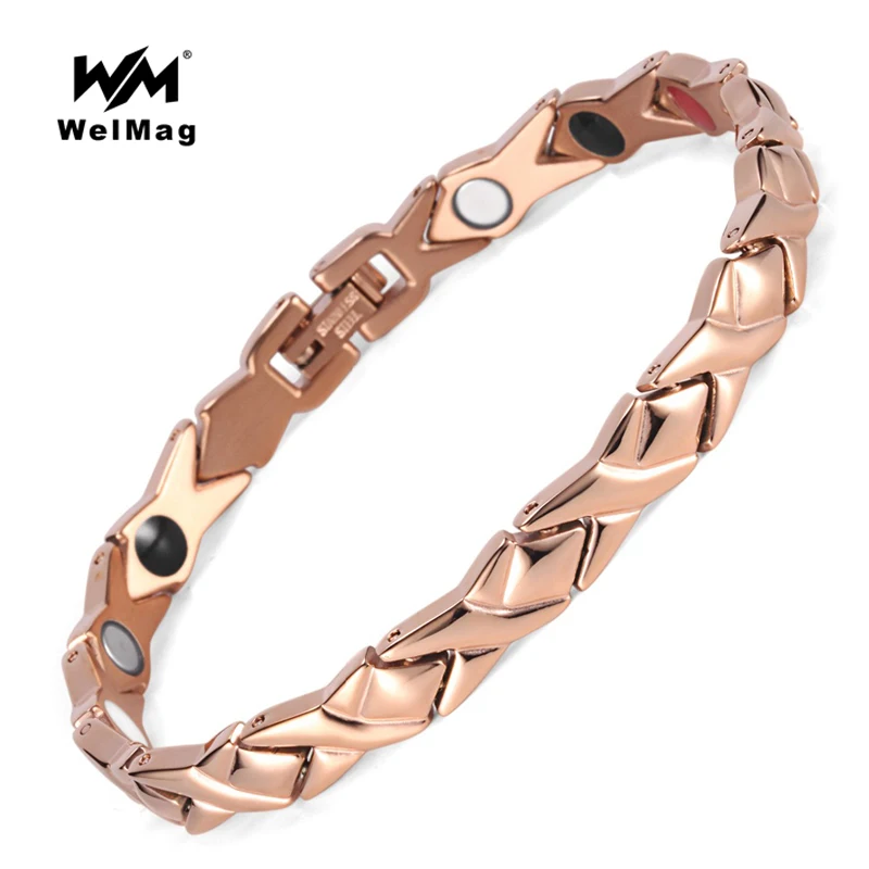 WelMag, Модный магнитный браслет, браслеты для женщин, высокое качество, здоровье, магнитное кровяное давление, браслеты из нержавеющей стали, ювелирные изделия