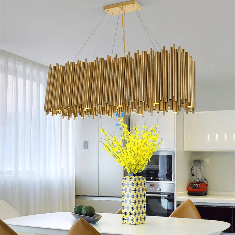 Tubo da Liga de Alumínio Itália Design Ouro Delightfull Brubeck Lustre Suspensão Luminária Lâmpada Projeto Moda 19 Cheap Lustres