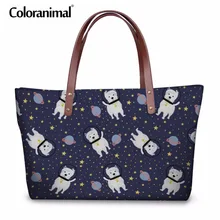 Coloranimal, фирменный дизайн, женские сумки, 3D, животное, собака, космос, корги, мопс, Westie, Бигль, принт, большая сумка на плечо, шоппер, сумка