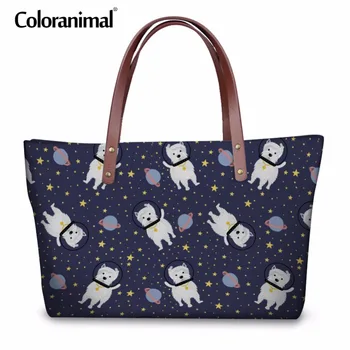 

Coloranimal Brand Design Women Handbags 3D Animal Dog Space Corgi Pug Westie Beagle Print Large Shoulder Bag Shopper Tote Pouch
