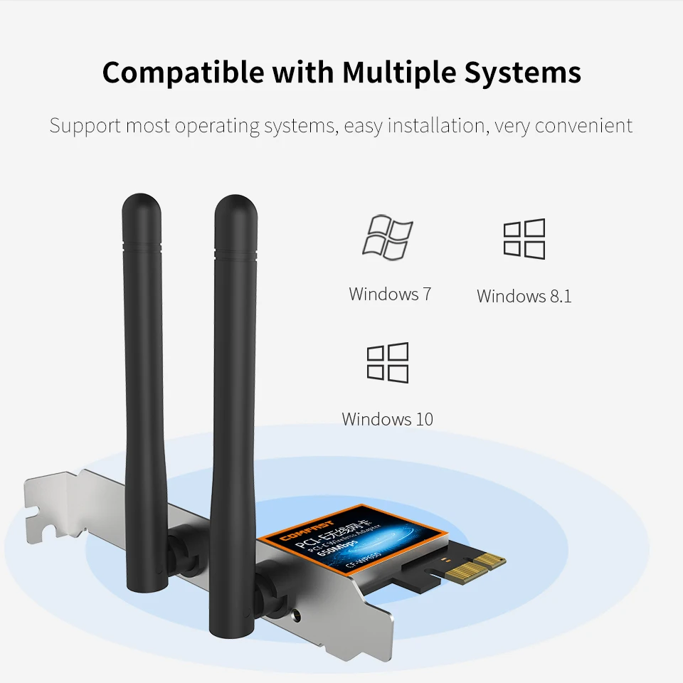 Comfast 650 Мбит/с 2,4 г/5 ГГц WiFi беспроводной-AC Настольный PCI-E 802.11ac PCI Express беспроводной WiFi адаптер для окна 7/8/10