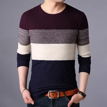 

2020 New Fashion Brand Sweater Man Pullover Slim Fit Jacquard Jumpers Knitred Patterns Winter Korean Style Casual Men Clothes