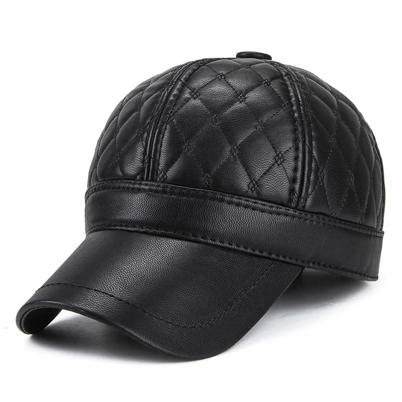 Теплая зимняя обувь из кожи и меха Бейсбол Кепки уха Защитите Snapback шляпа для Для женщин высокое качество зимняя шапка для Для мужчин Solid