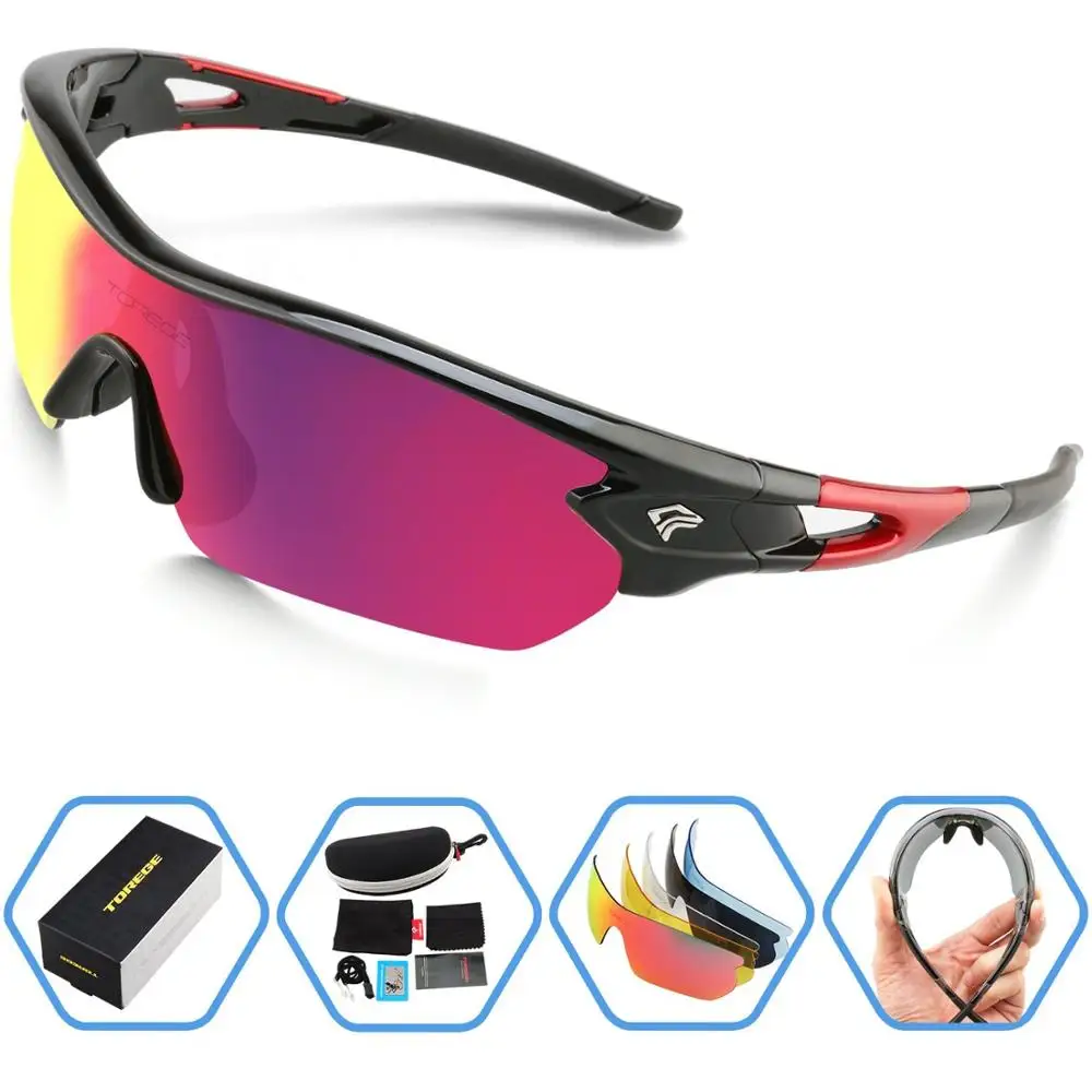 Спортивные очки поляризованные очки для Для мужчин Для женщин Велоспорт бег Рыбалка Гольф езда на велосипеде очки UV400 8 цветов - Цвет: Black Red