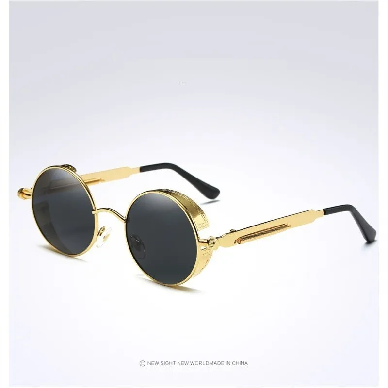 

Gold Metal Polarized Sunglasses Gothic Steampunk Sunglasses Mens Womens Fashion Retro Vintage Shield Eyewear Shades 372 Red