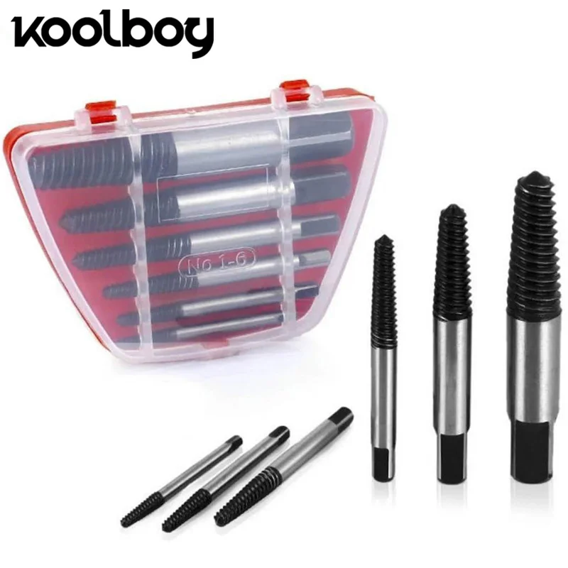 6Pcs Screw Extractor Center Drill Bits Guide Set damaged Broken Screws Removal Tool set Bolt Stud O
