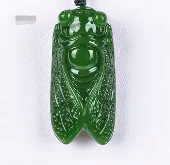 

Fashion green stone Handmade Cigale sculpture Pendant Men and women GIFT PENDANT