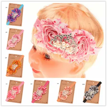 

11PCS Chiffon Ruffles Flower Headband Crown Shower Gift Elastic headbands Tiara Hair accessories for Newborn