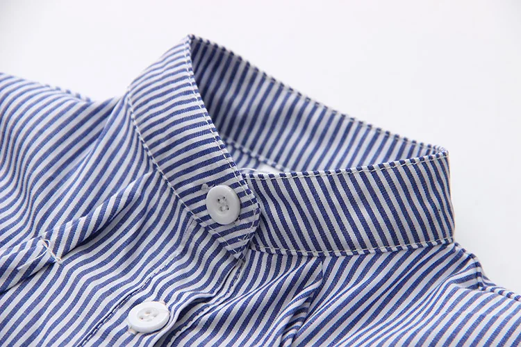 Kids Tops 2018 Spring Autumn Fashion Children Clothing Mandarin Collar Bowknot Long Sleeve Solid Color Strip Baby Girl Shirt (7)
