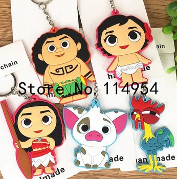 

New 20 pcs Cartoon Mix Moana PVC Double Sided Keychain Mini Figure Pendants Charms Collection Toy Key Ring 6-8cm C-1