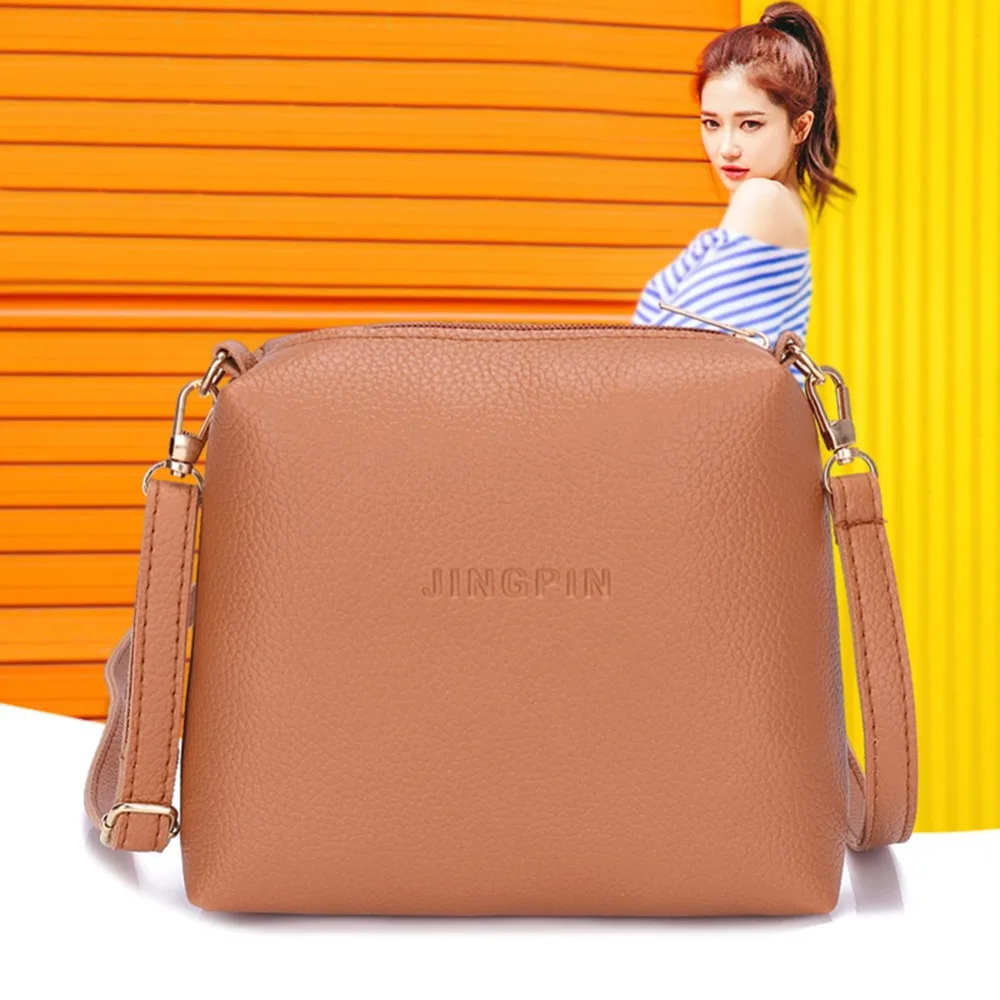 النساء بو الجلود حقيبة ساع السيدات الرجعية البسيطة حقائب كتف الفتيات المحمولة الصلبة Crossbody أكياس عارضة الشهيرة العلامة التجارية حقائب