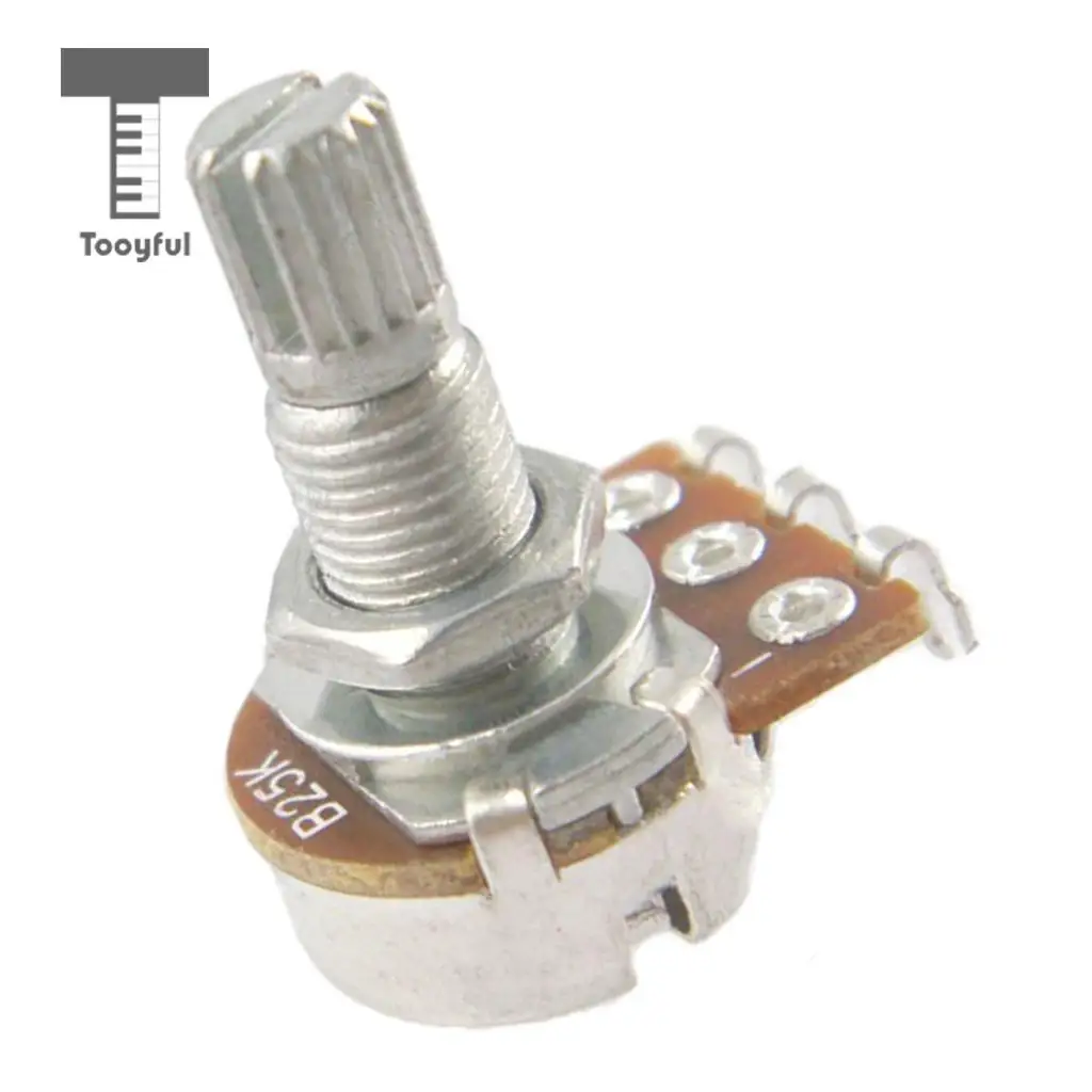 Tooyful 10Pcs Push/Pull Guitar Pot B25K 18mm Long Split Shaft Potentiometer for Bass
