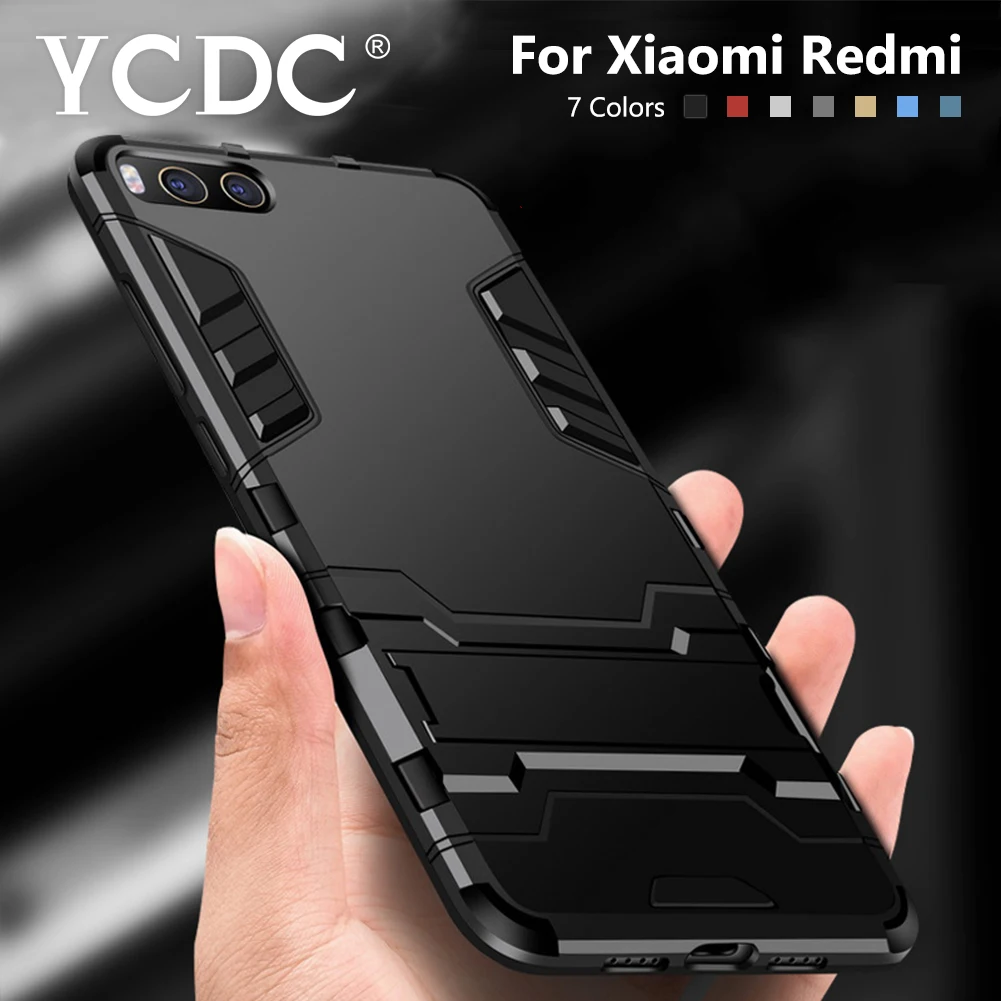 

YCDC Armor Phone Case For Xiaomi Redmi Note 3 4 4X Hybrid Hard Back Cover With Stand For Xiaomi 6 5X Note 3 Mix 2 Redmi 5 Plus