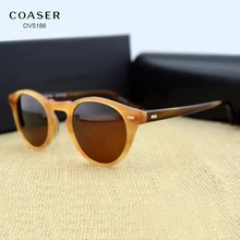 COASER OV5186 круглые ацетатные оправы для очков, поляризованные солнцезащитные очки для мужчин и женщин, брендовые дизайнерские Винтажные Солнцезащитные очки Gafas De Sol