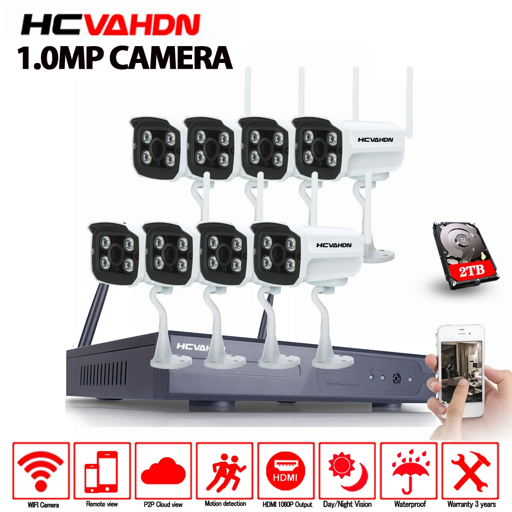 8 канальная система видеонаблюдения HCVAHDN 1080P сетевой видеорегистратор шт. 720P