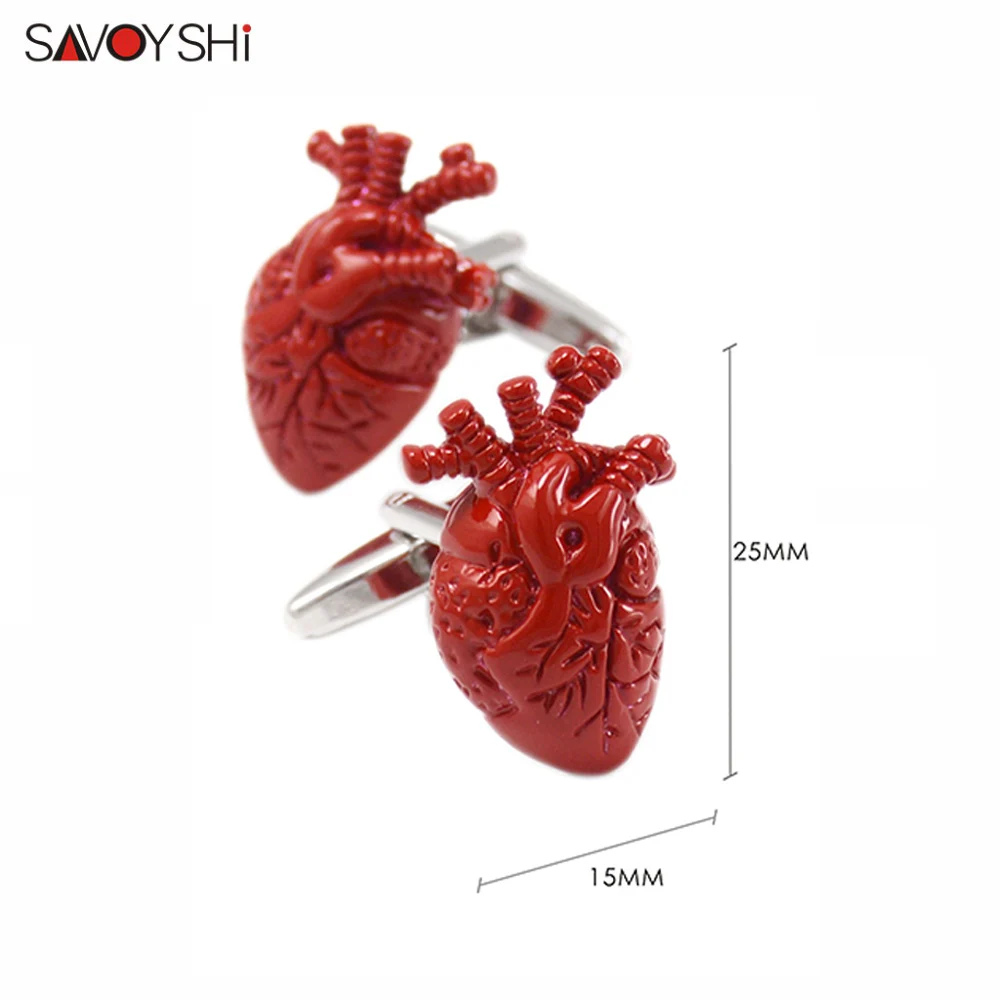 SAVOYSHI Высококачественная красная Эмаль Сердце органная модель Запонки мужские новая рубашка Запонки брендовые модные ювелирные изделия на Хэллоуин