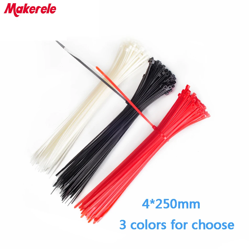 

4*250mm Colorful nylon cable ties cable wire tie Self-Locking plastic tie zip ties 100PCS/Bag and 3 colors for choose