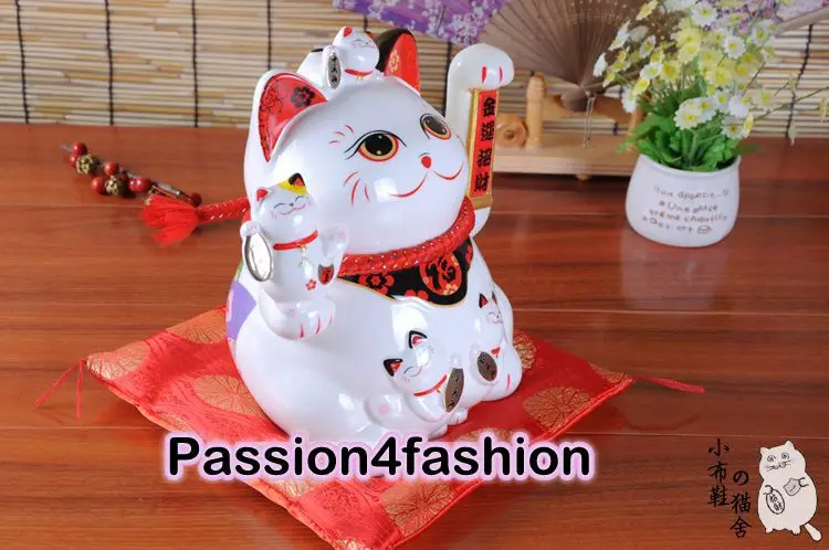 Maneki Neko Lucky Cat развевающийся лапой керамический улыбающееся лицо милый богатство удача орнамент Электрический негабаритный подарок