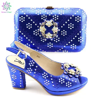 

Italian Matching Shoes and Bag Set African Wedding Shoe and Bag set blue Shoe and Handbag Summer Set Women
