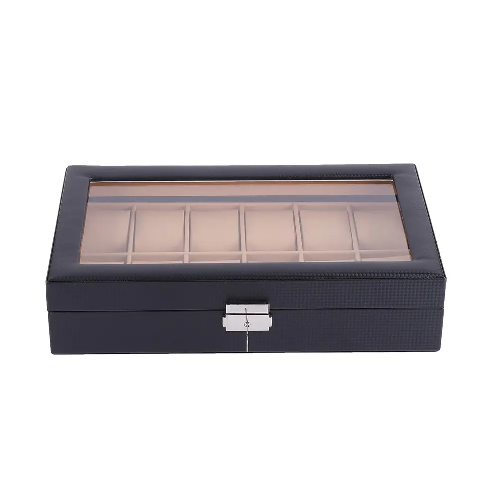 6/12 Slots Grid PU Leather Watch Display Box Jewelry Storage Organizer Case locked Watch Display Box Holder Packaging Holder