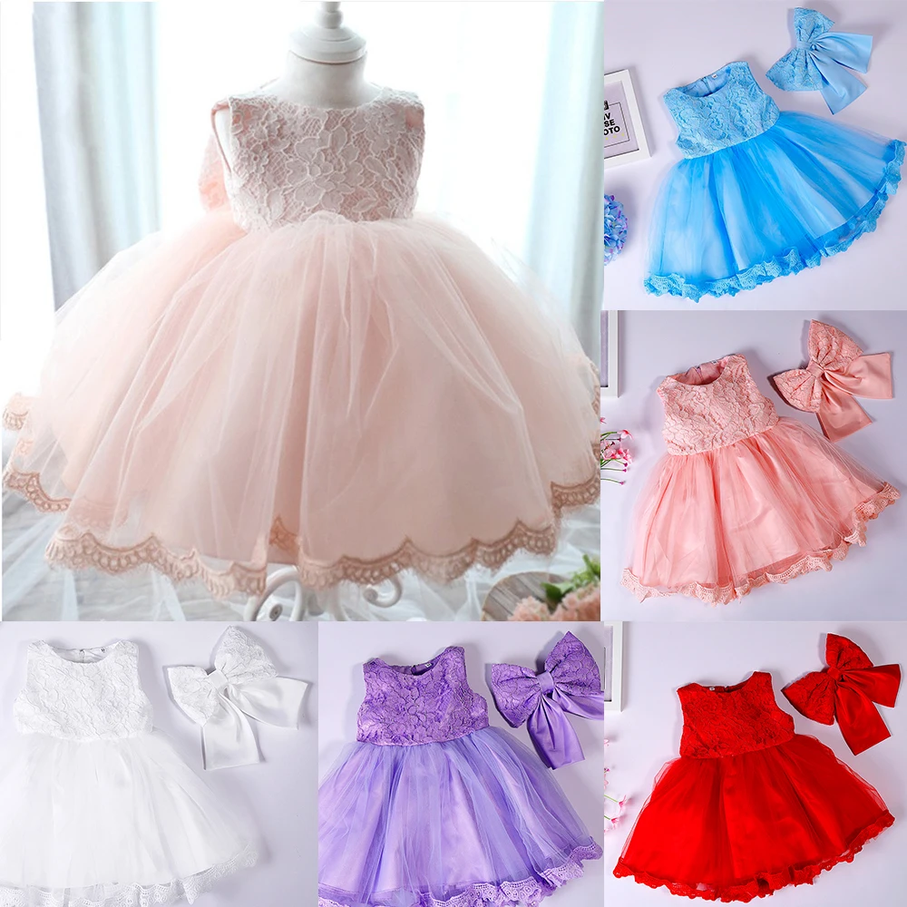 

Summer Casual Girls Bow Dress Wedding Party Princess Christmas Sleeveless Dresses Party Kids Cotton Party Girls Clothing D25