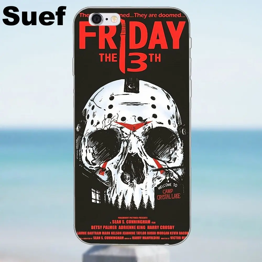 Мягкий Сотовый телефон Friday 13th Horror Jason для iPhone X 4 4S 5 5S 5C SE 6 6S 7 8 Plus Samsung Galaxy A3 A5 J1 J3 J5 J7